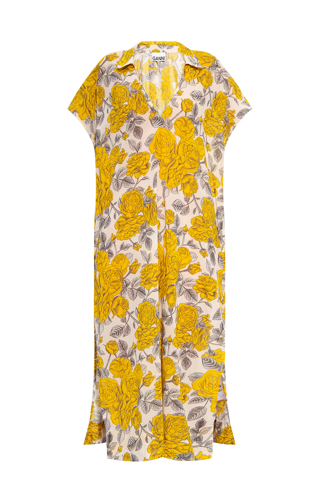 Ganni yellow clearance floral dress